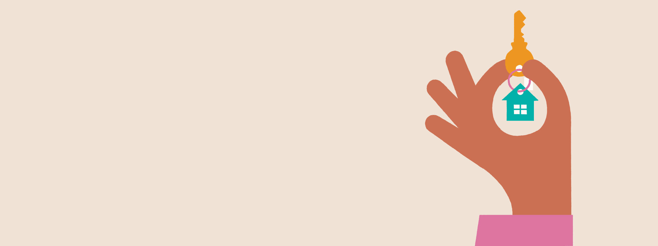 Purchase loan illustration of hand holding a house key