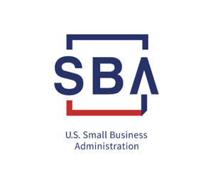 The U.S. Small Business Administration (SBA) logo featuring the letters “SBA” in blue with red and blue geometric accents, and the text “U.S. Small Business Administration” centered below on a light background.