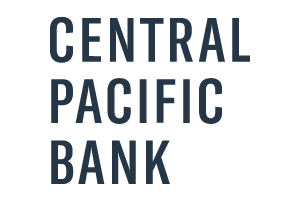 The Central Pacific Bank logo displayed in dark blue uppercase lettering on a white background. The stacked wordmark reads “CENTRAL PACIFIC BANK.”